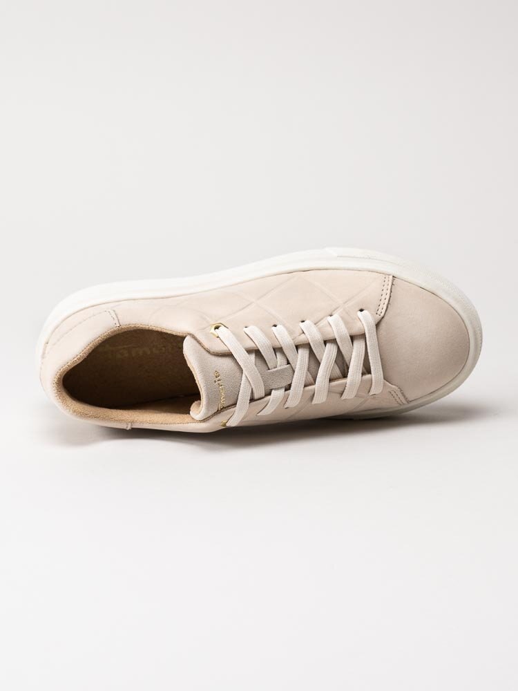 Tamaris - Ljusbeige sneakers i mocka