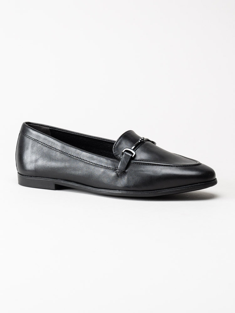 Tamaris - Svarta loafers i skinn