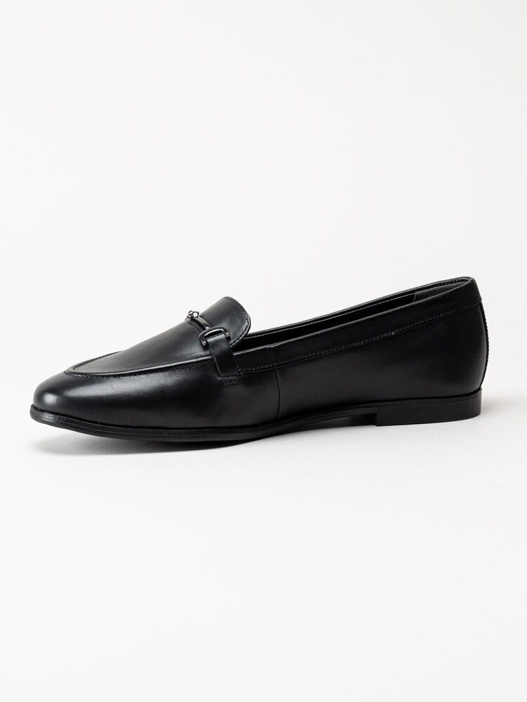 Tamaris - Svarta loafers i skinn