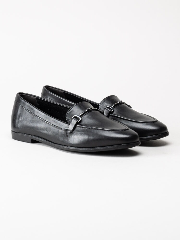 Tamaris - Svarta loafers i skinn