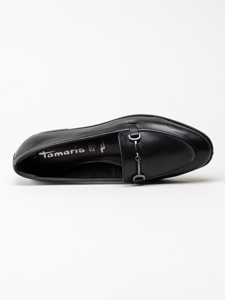 Tamaris - Svarta loafers i skinn
