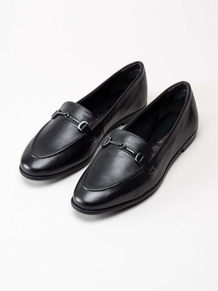 Tamaris - Svarta loafers i skinn