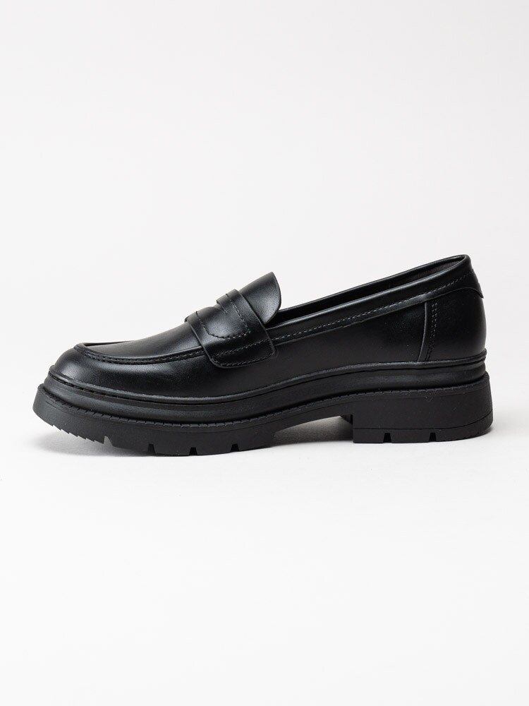 Tamaris - Svarta loafers i skinnimitation