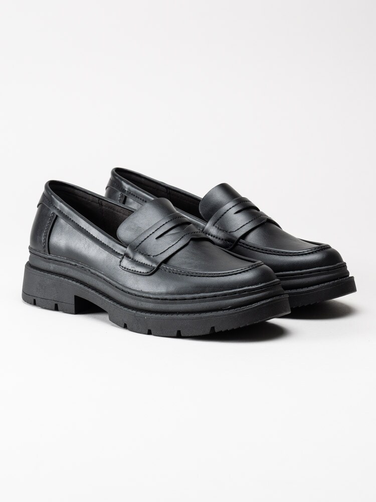 Tamaris - Svarta loafers i skinnimitation