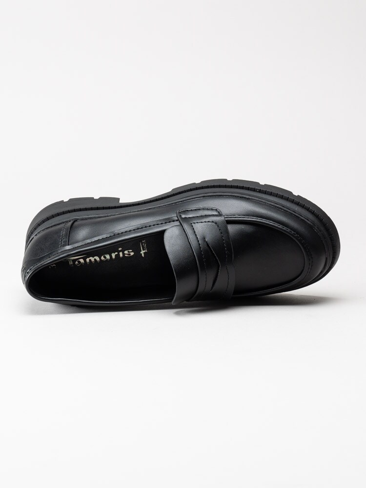 Tamaris - Svarta loafers i skinnimitation