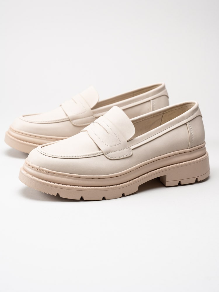 Tamaris - Beige loafers i skinnimitation