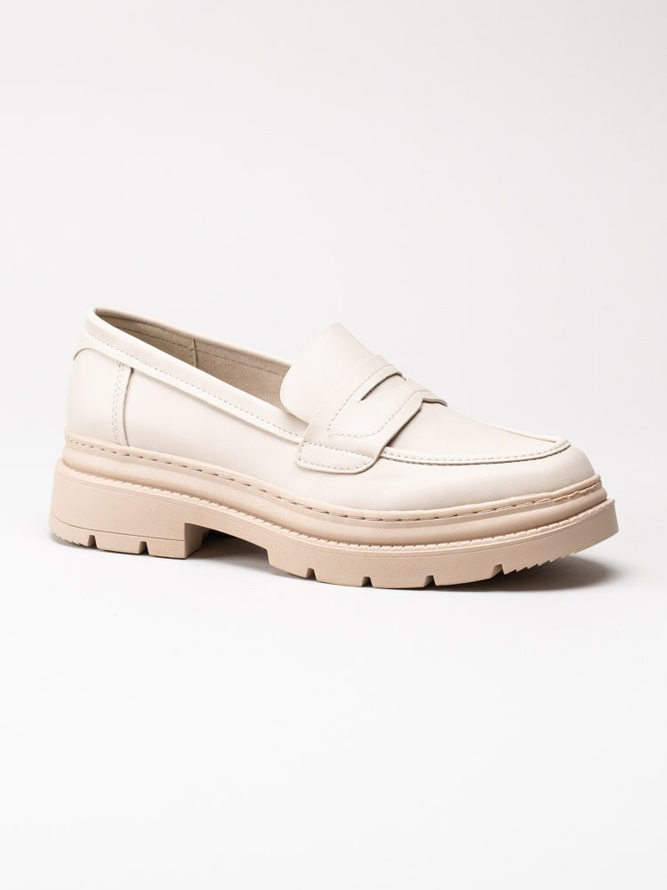 Tamaris - Beige loafers i skinnimitation