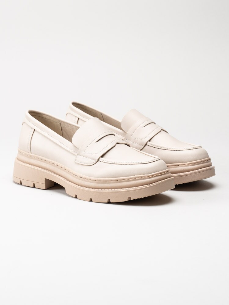 Tamaris - Beige loafers i skinnimitation