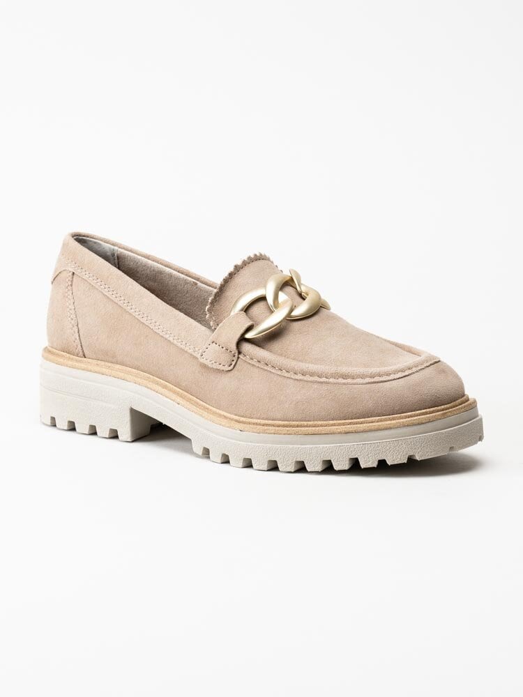 Tamaris - Beige loafers i mocka