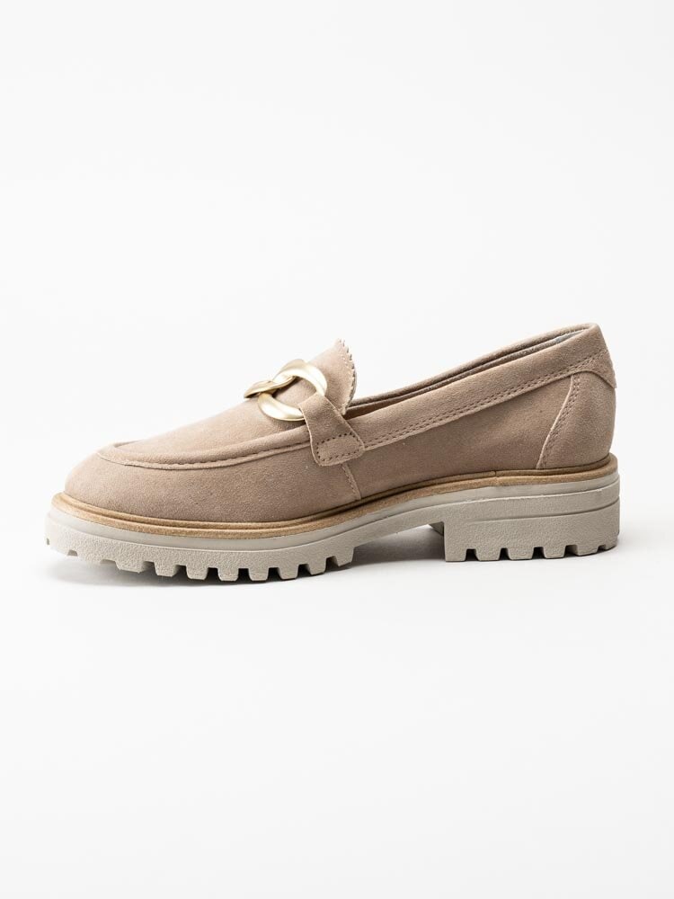 Tamaris - Beige loafers i mocka