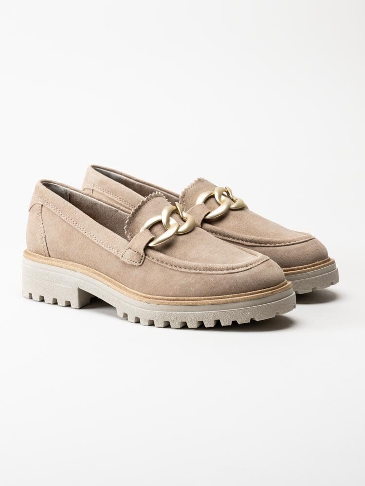 Tamaris - Beige loafers i mocka