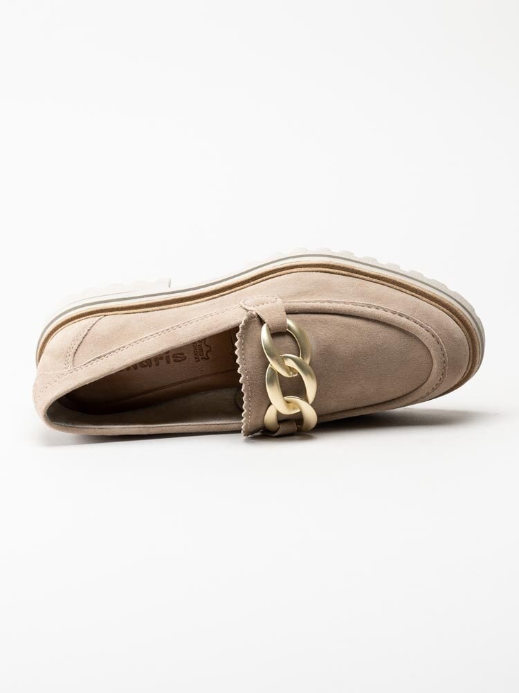 Tamaris - Beige loafers i mocka