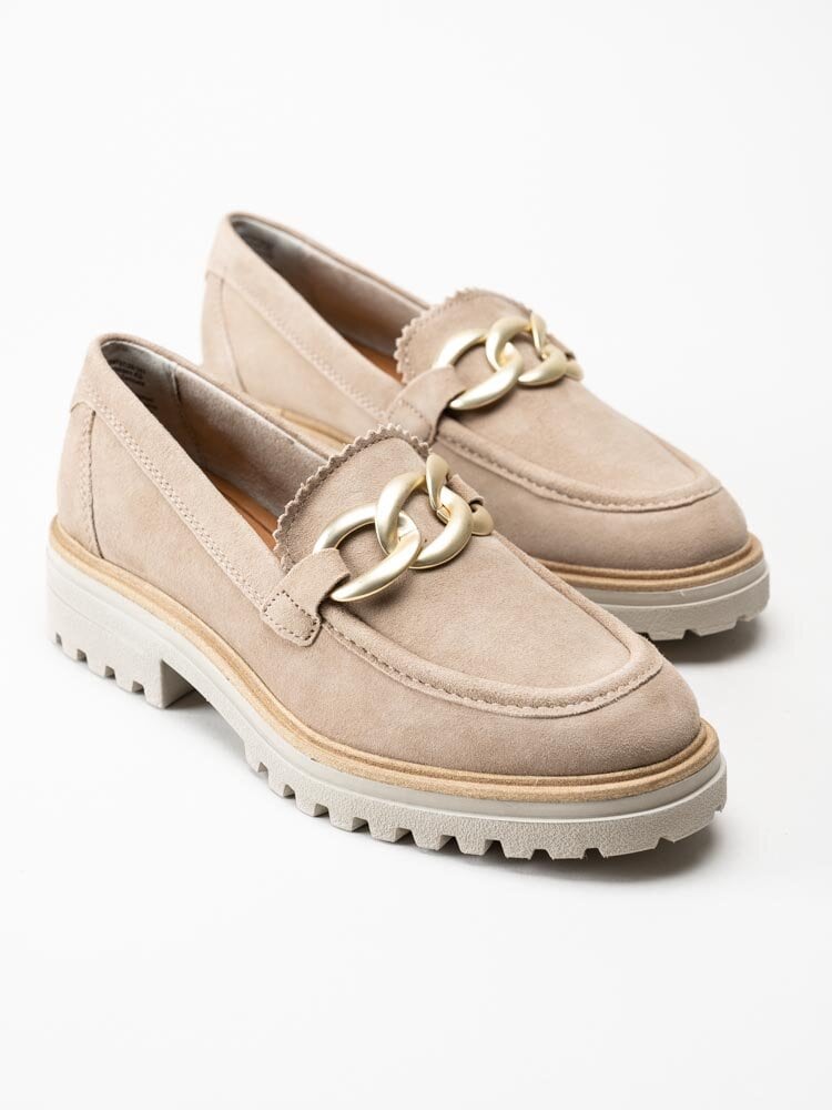 Tamaris - Beige loafers i mocka