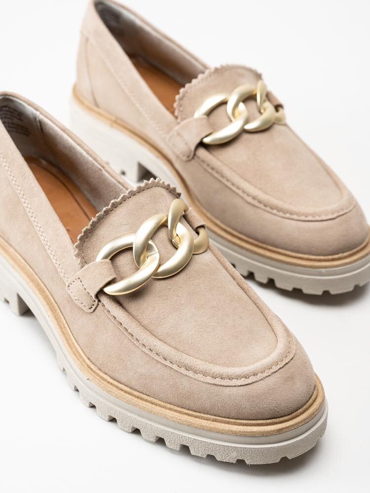 Tamaris - Beige loafers i mocka