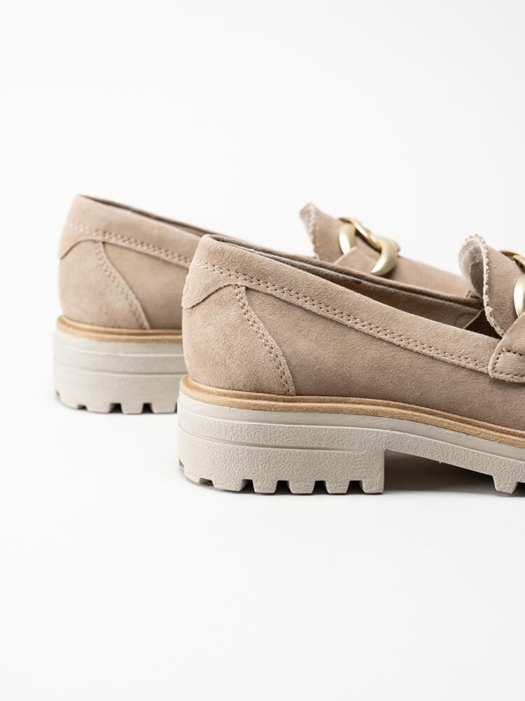 Tamaris - Beige loafers i mocka