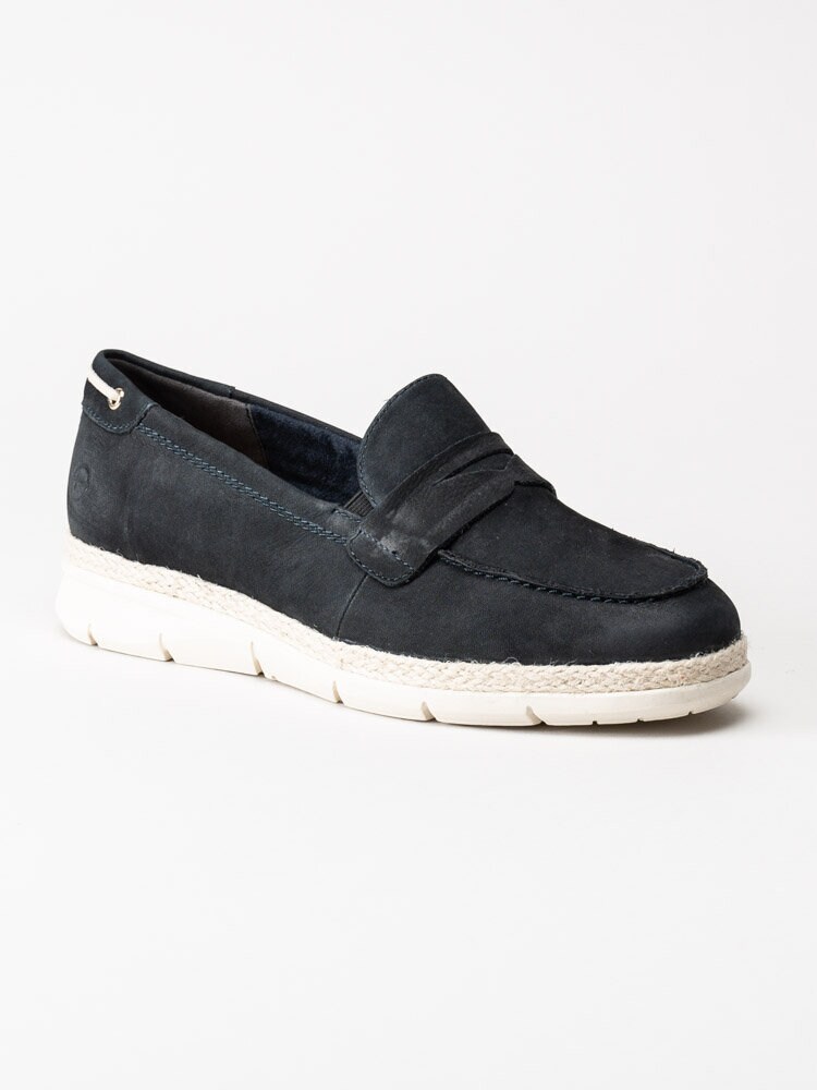 Tamaris - Mörkblå loafers i nubuck