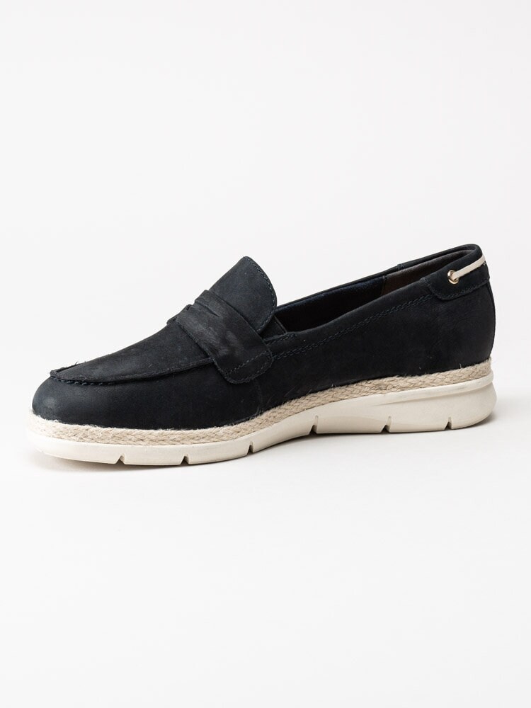 Tamaris - Mörkblå loafers i nubuck
