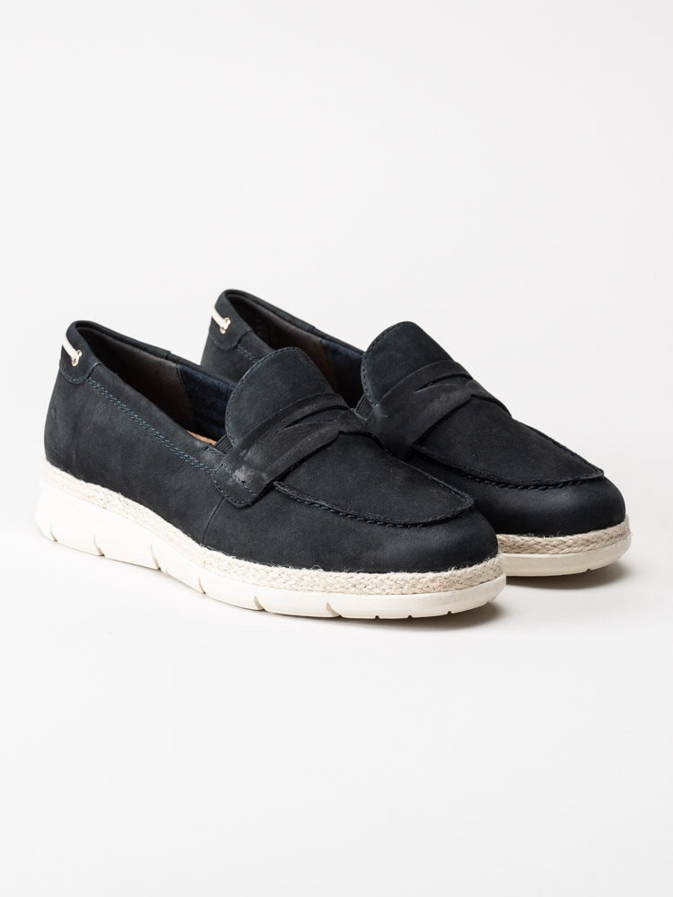 Tamaris - Mörkblå loafers i nubuck