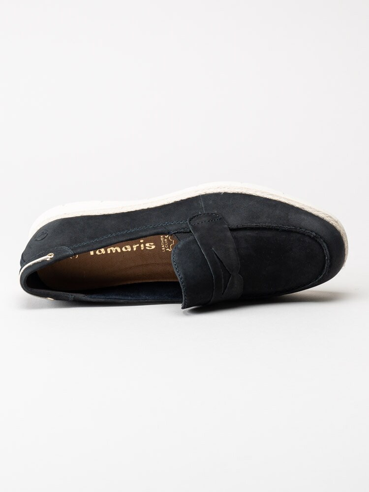 Tamaris - Mörkblå loafers i nubuck