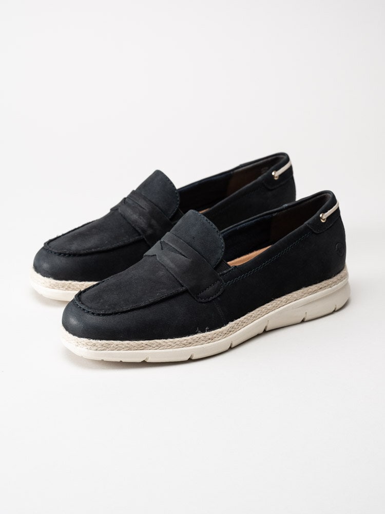 Tamaris - Mörkblå loafers i nubuck