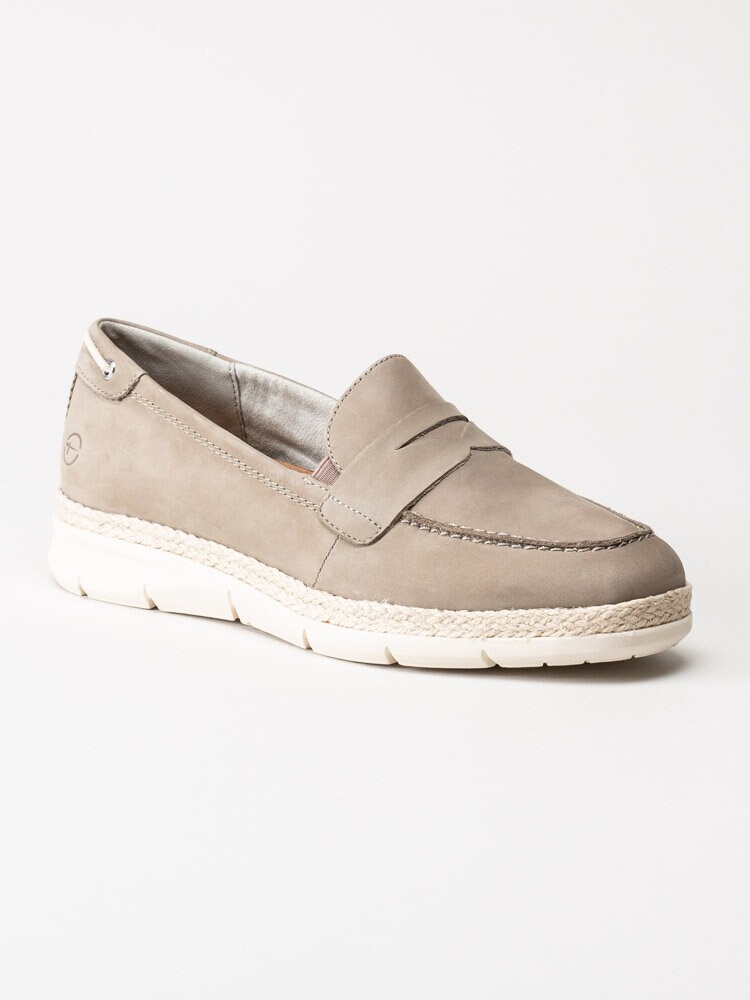 Tamaris - Gråbeige loafers i nubuck