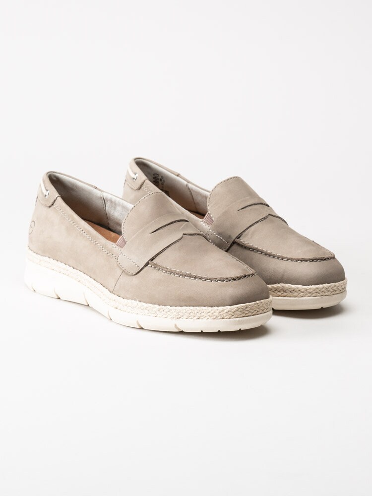 Tamaris - Gråbeige loafers i nubuck