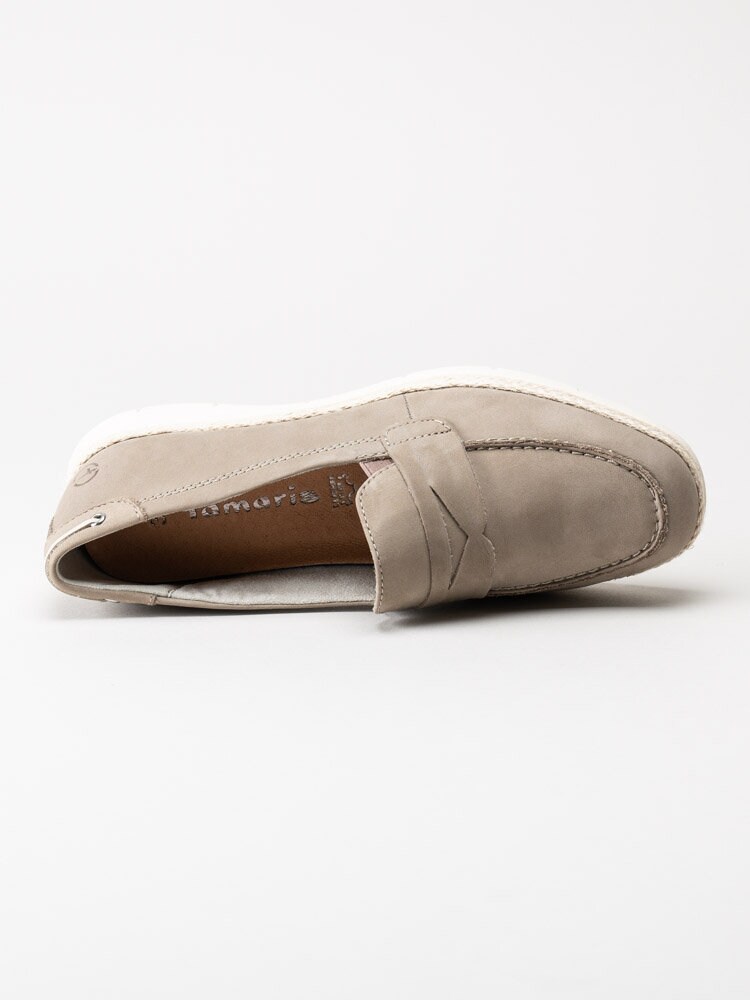 Tamaris - Gråbeige loafers i nubuck