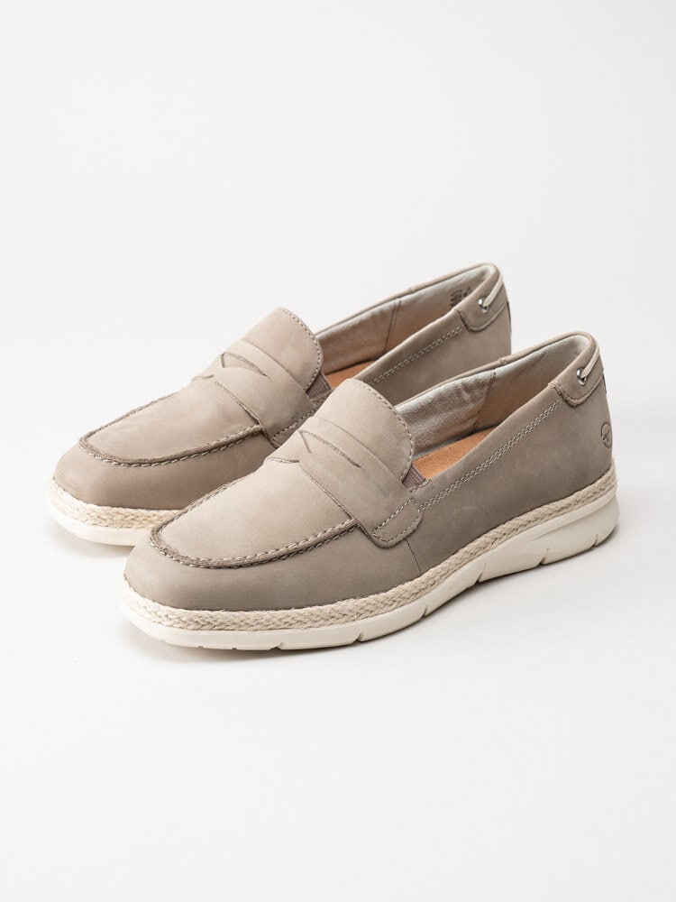 Tamaris - Gråbeige loafers i nubuck