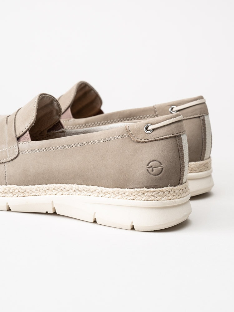 Tamaris - Gråbeige loafers i nubuck