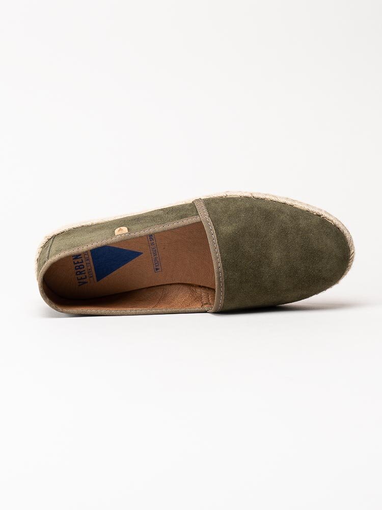 Verbenas - Cloe - Olivgröna slip on espadrillos i mocka