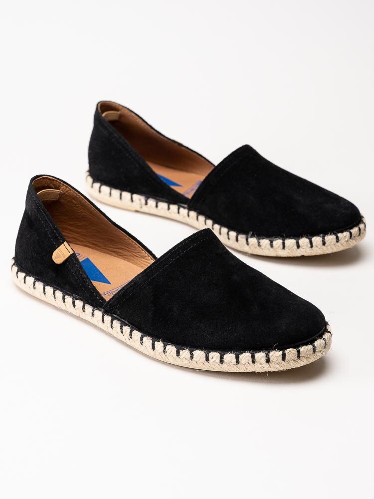 Verbenas - Carmen - Svarta slip on espadrillos i mocka