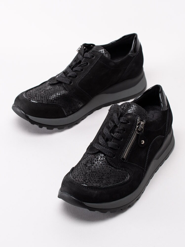 Waldläufer - Hiroko - Svarta promenadskor i nubuck