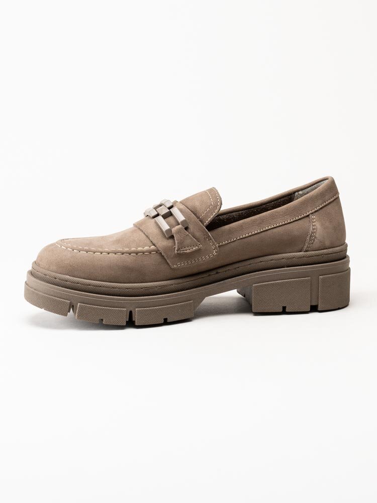 Tamaris - Beige loafers i nubuck