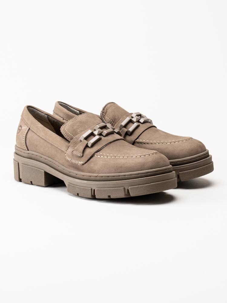 Tamaris - Beige loafers i nubuck