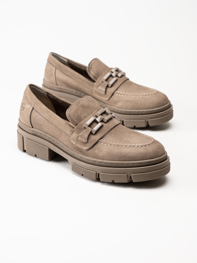 Tamaris - Beige loafers i nubuck