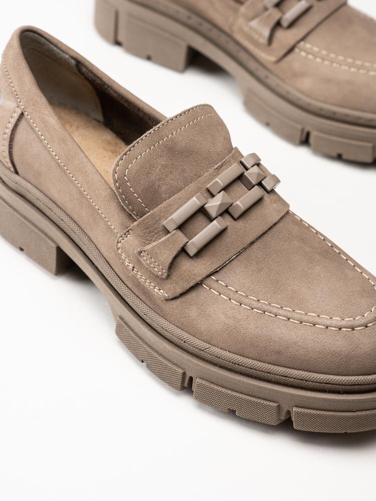 Tamaris - Beige loafers i nubuck