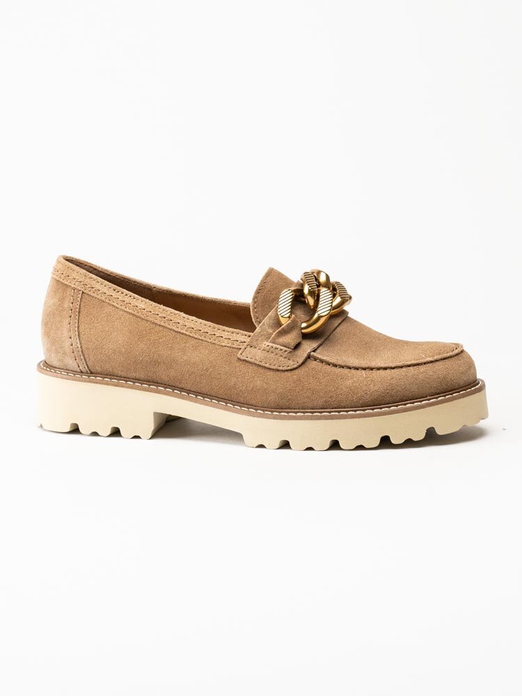 Gabor - Ljusbruna loafers i mocka