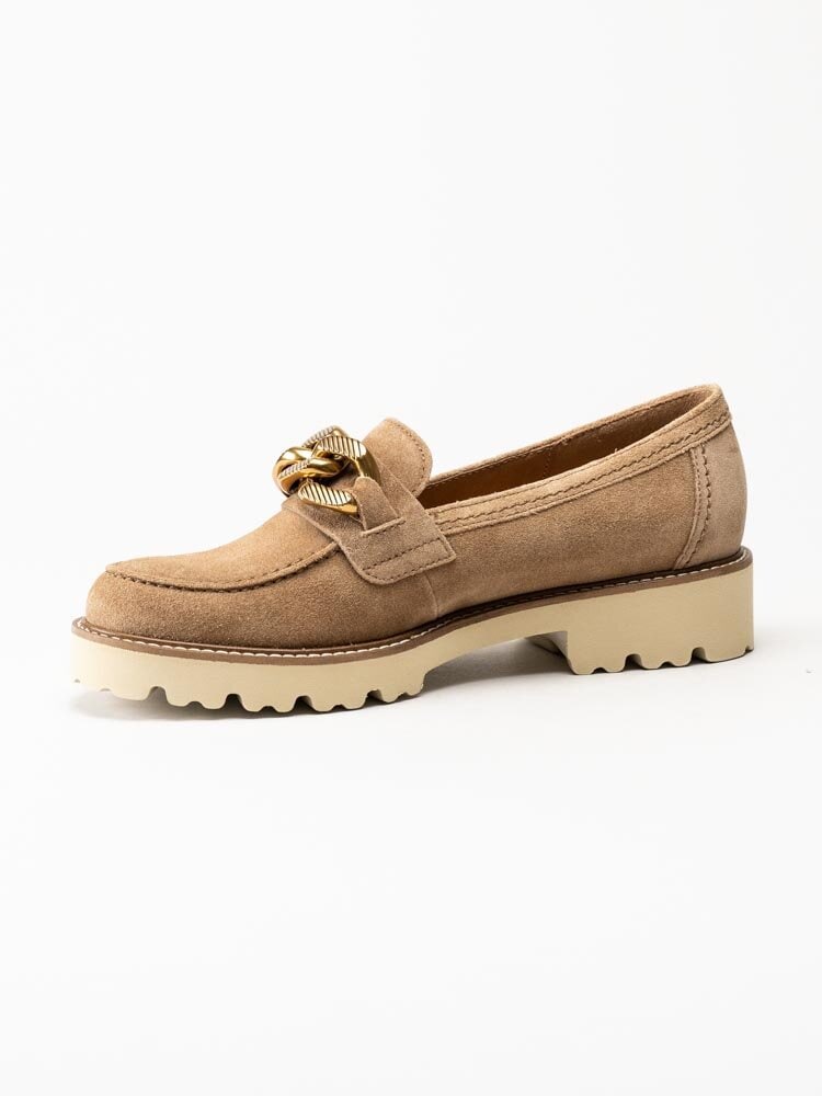 Gabor - Ljusbruna loafers i mocka