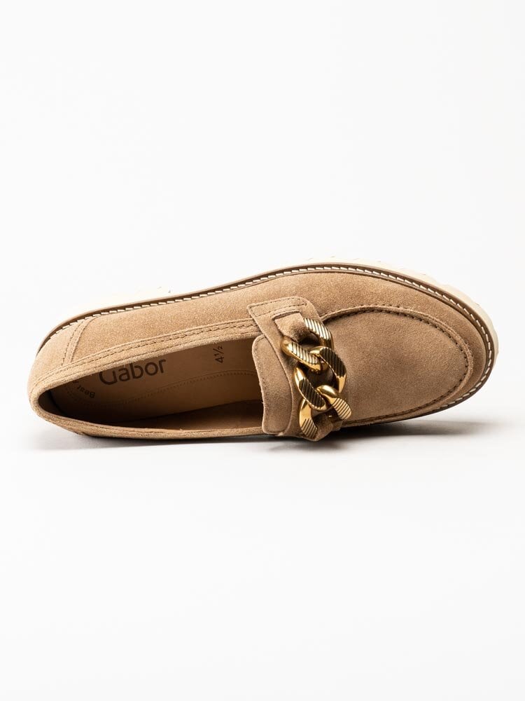 Gabor - Ljusbruna loafers i mocka
