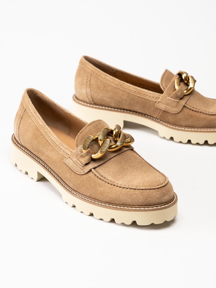 Gabor - Ljusbruna loafers i mocka