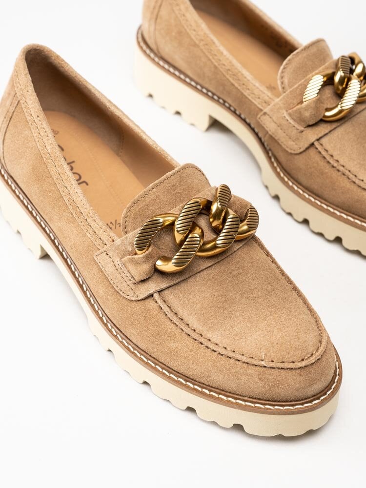 Gabor - Ljusbruna loafers i mocka