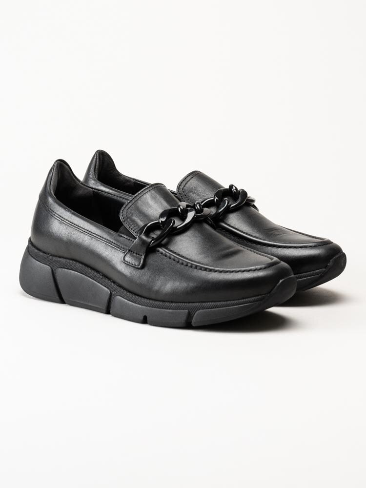 Gabor - Svarta sneakerloafers i skinn