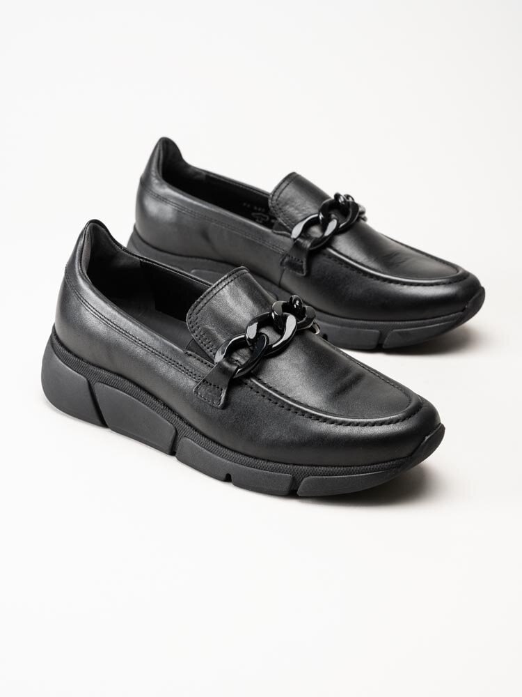 Gabor - Svarta sneakerloafers i skinn