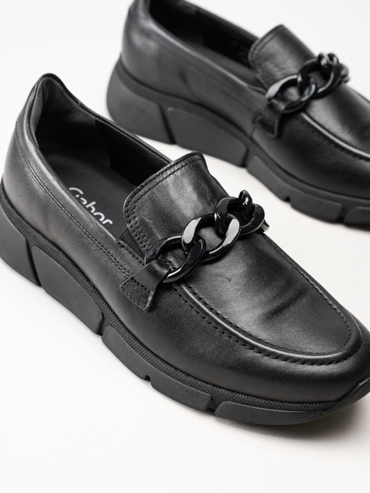 Gabor - Svarta sneakerloafers i skinn