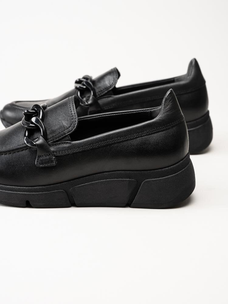 Gabor - Svarta sneakerloafers i skinn