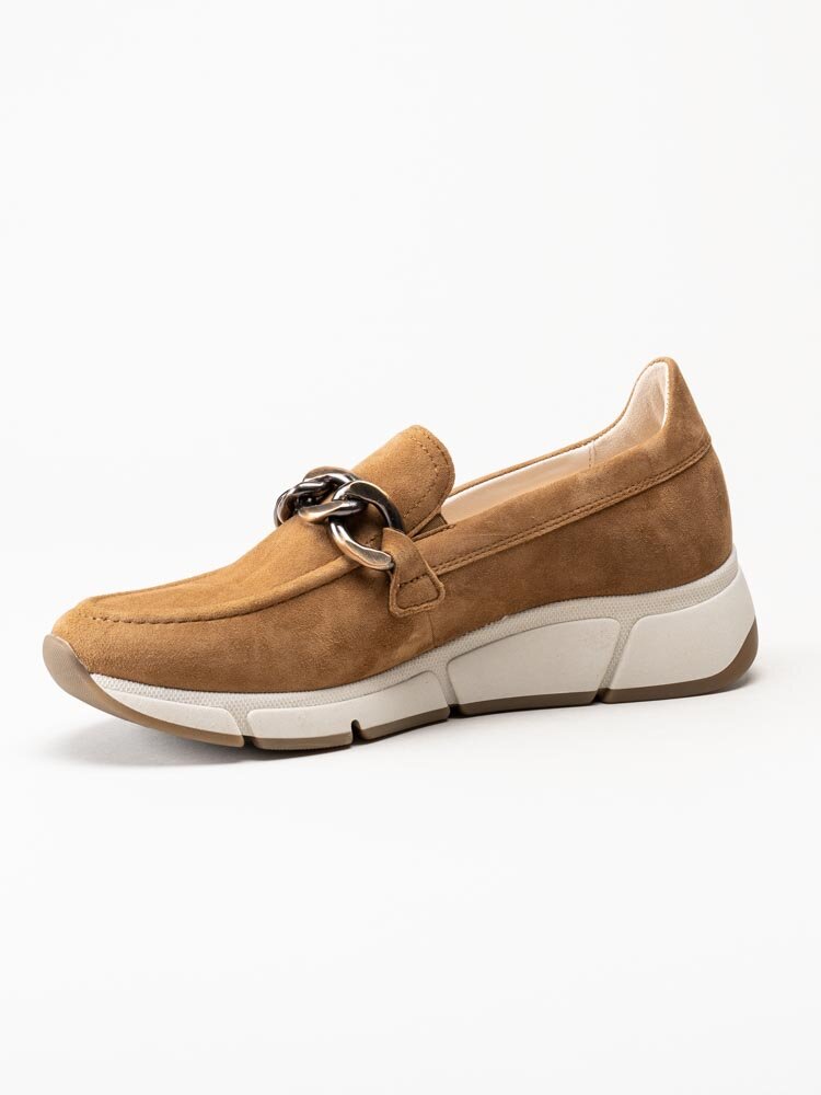 Gabor - Ljusbruna sneakerloafers i mocka