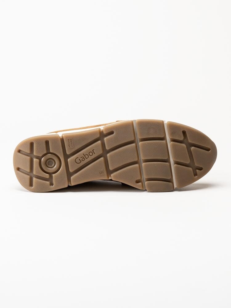Gabor - Ljusbruna sneakerloafers i mocka