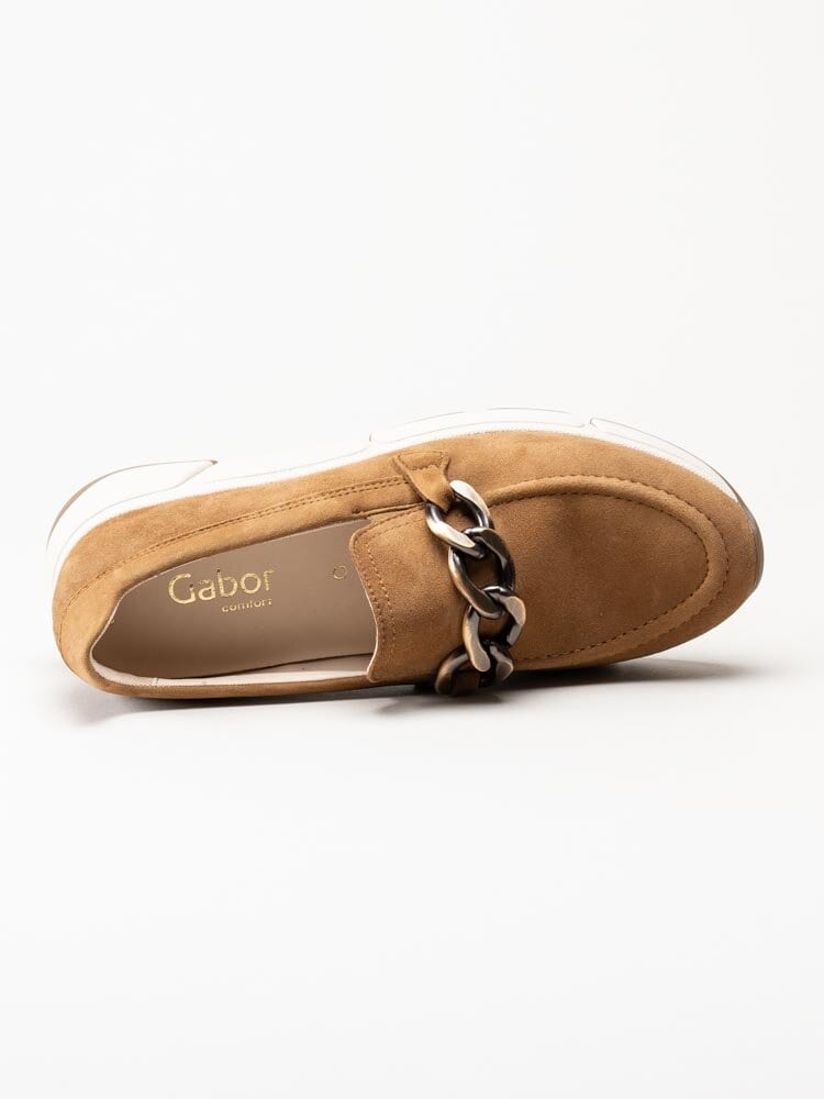 Gabor - Ljusbruna sneakerloafers i mocka