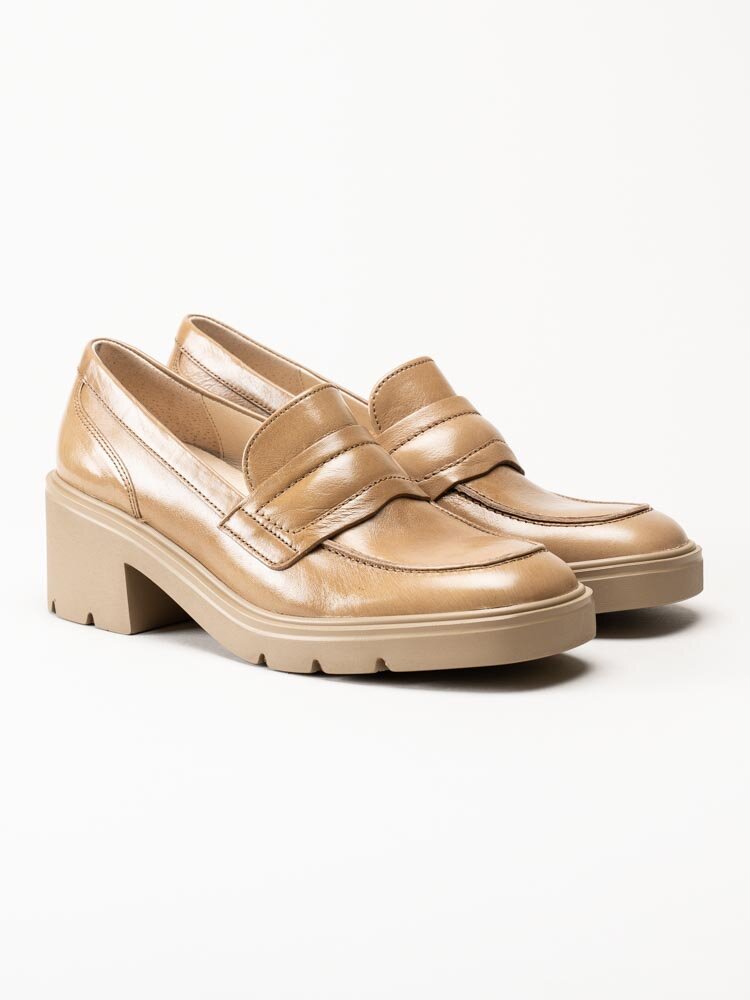 Gabor - Beige loafers med klossklack