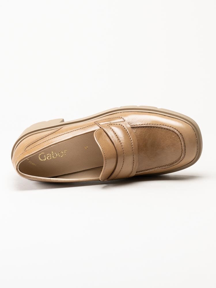 Gabor - Beige loafers med klossklack